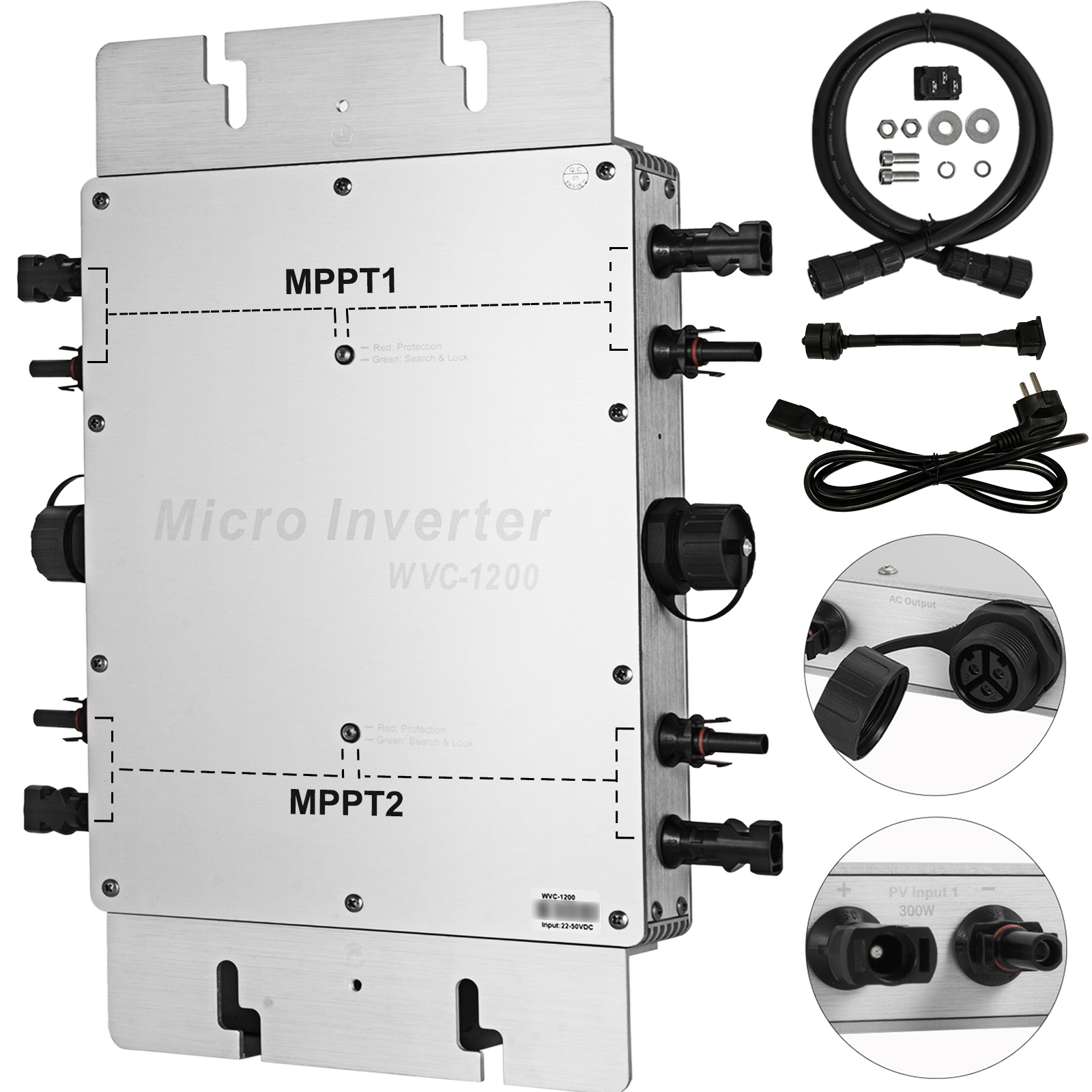 VEVOR Micro Inverter WVC 1200W Solar Grid Tie Micro Wechselrichter IP65 MPPT