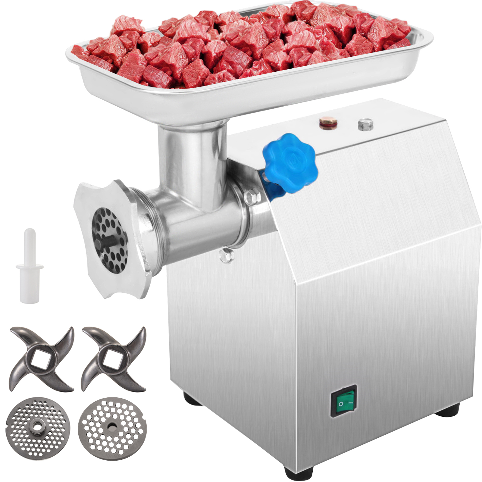 VEVOR Electric Meat Grinder, 419 lb/h Capacity, 575W(1100W Max) Industrial Meat Mincer w/ 2 Blade, 3 Grinding Plates, Sausage Maker Die-Cast
