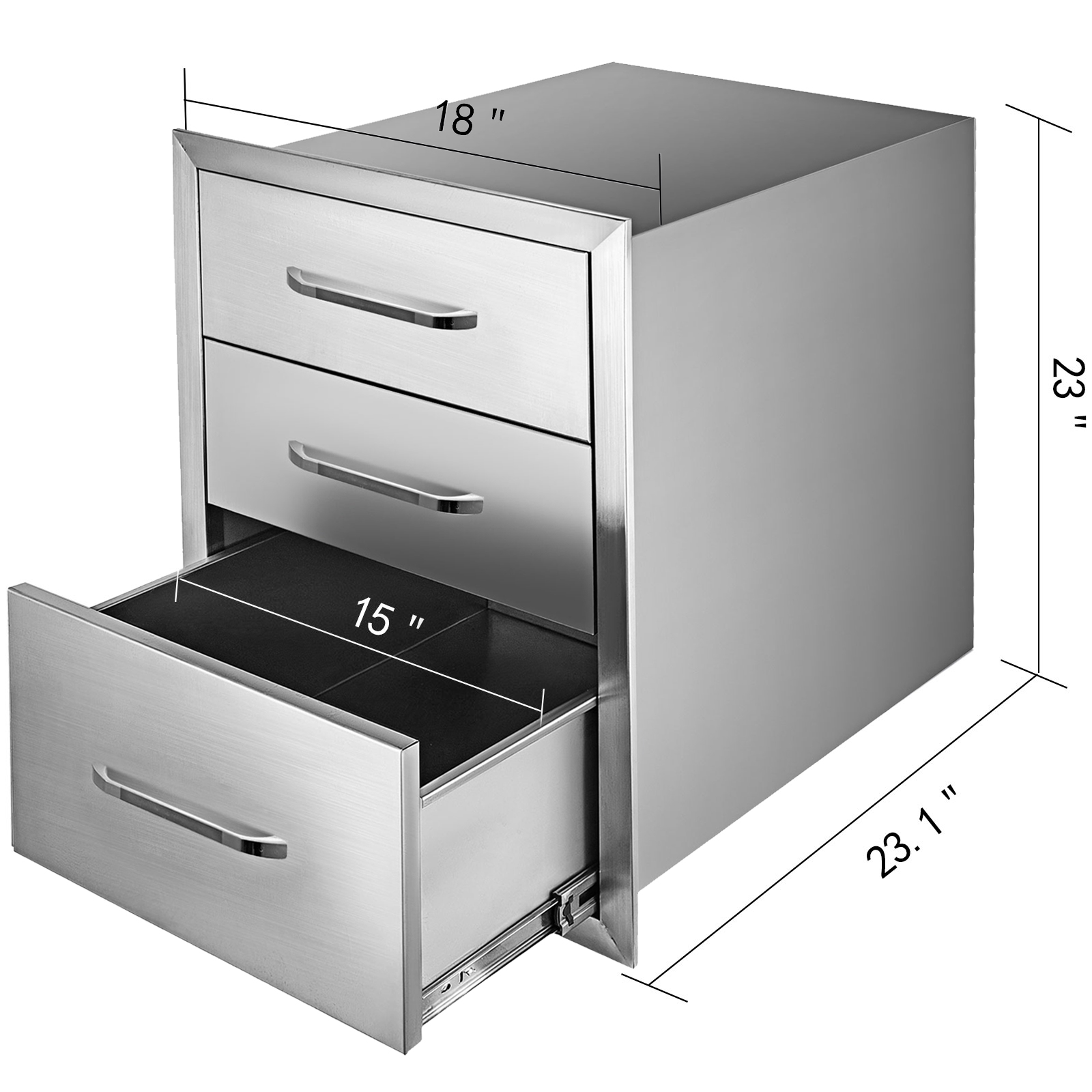 BBQ Triple Drawer 46 X 59CM Built-In 3 Drawers Outdoor Grilling Modular ...