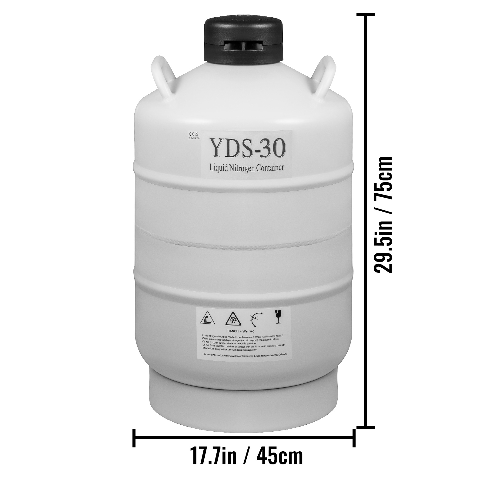 Bonvoisin 3L Liquid Nitrogen Container Cryogenic Container Liquid Nitrogen  (LN2) Dewar Aluminum Alloy Semen Tank with 6 Canisters Carry Bag (3L)
