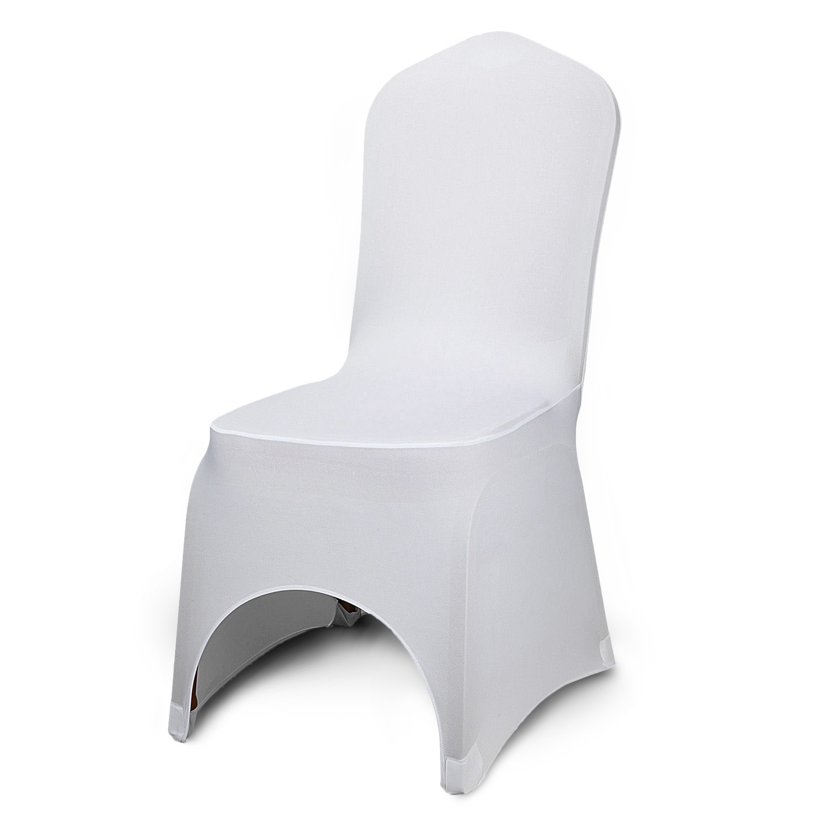 Universal 50/100 pcs Polyester Spandex Wedding Chair Covers Arched Front  White