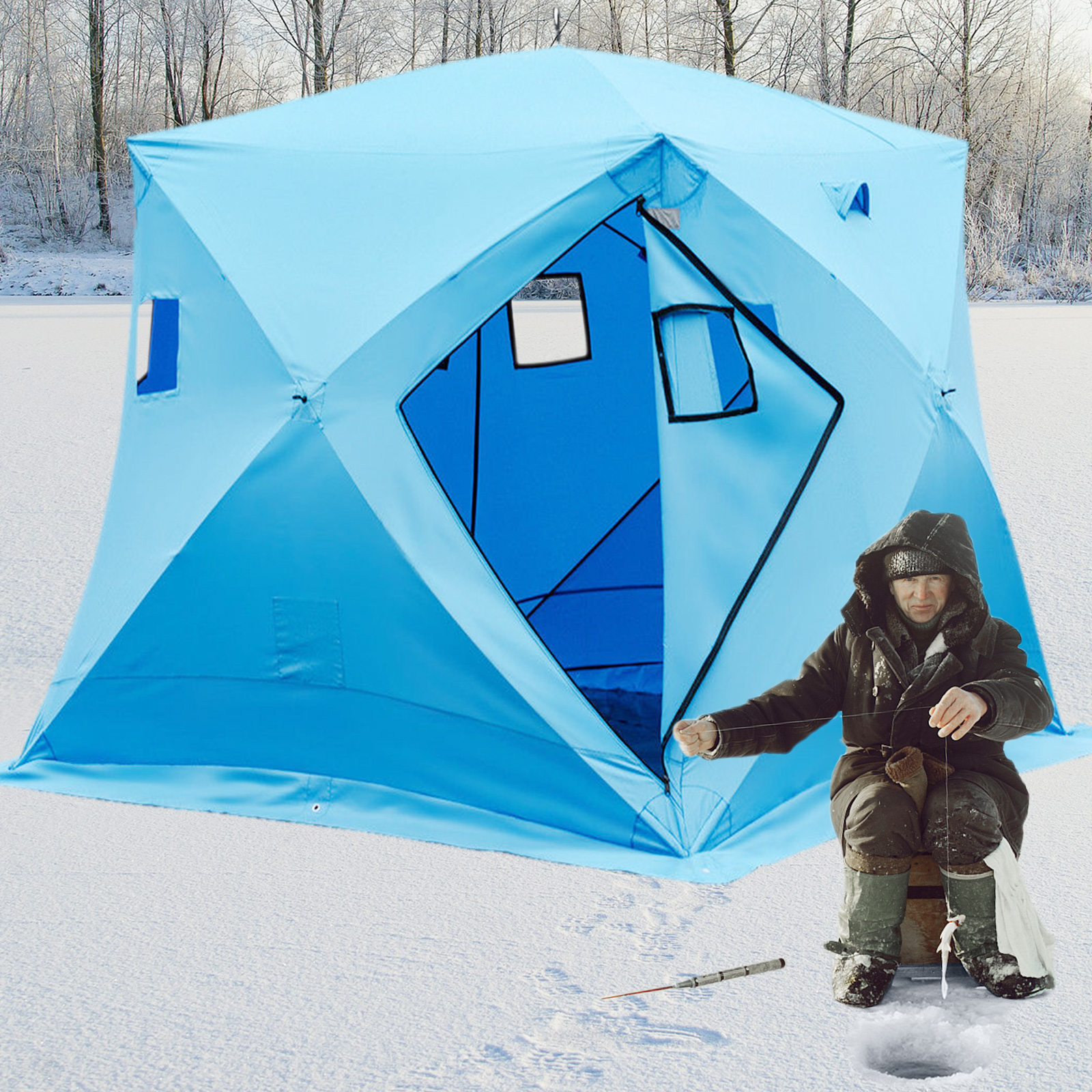 Ice Shelter Fishing Tent 4-person Waterproof Pop-up Shanty w Window Carrying Bag | eBay