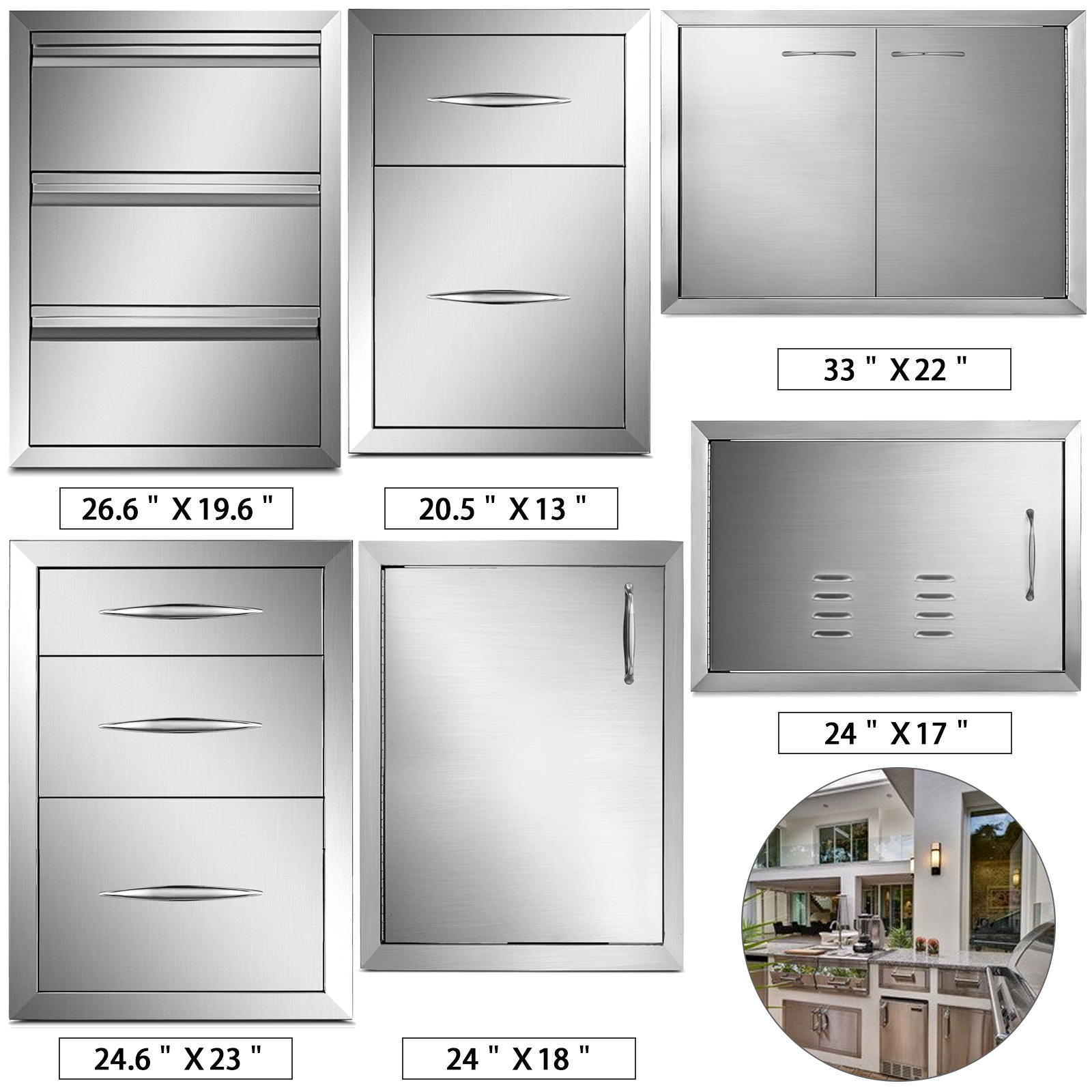 access door, chest of drawers, for outdoor kitchen BBQ