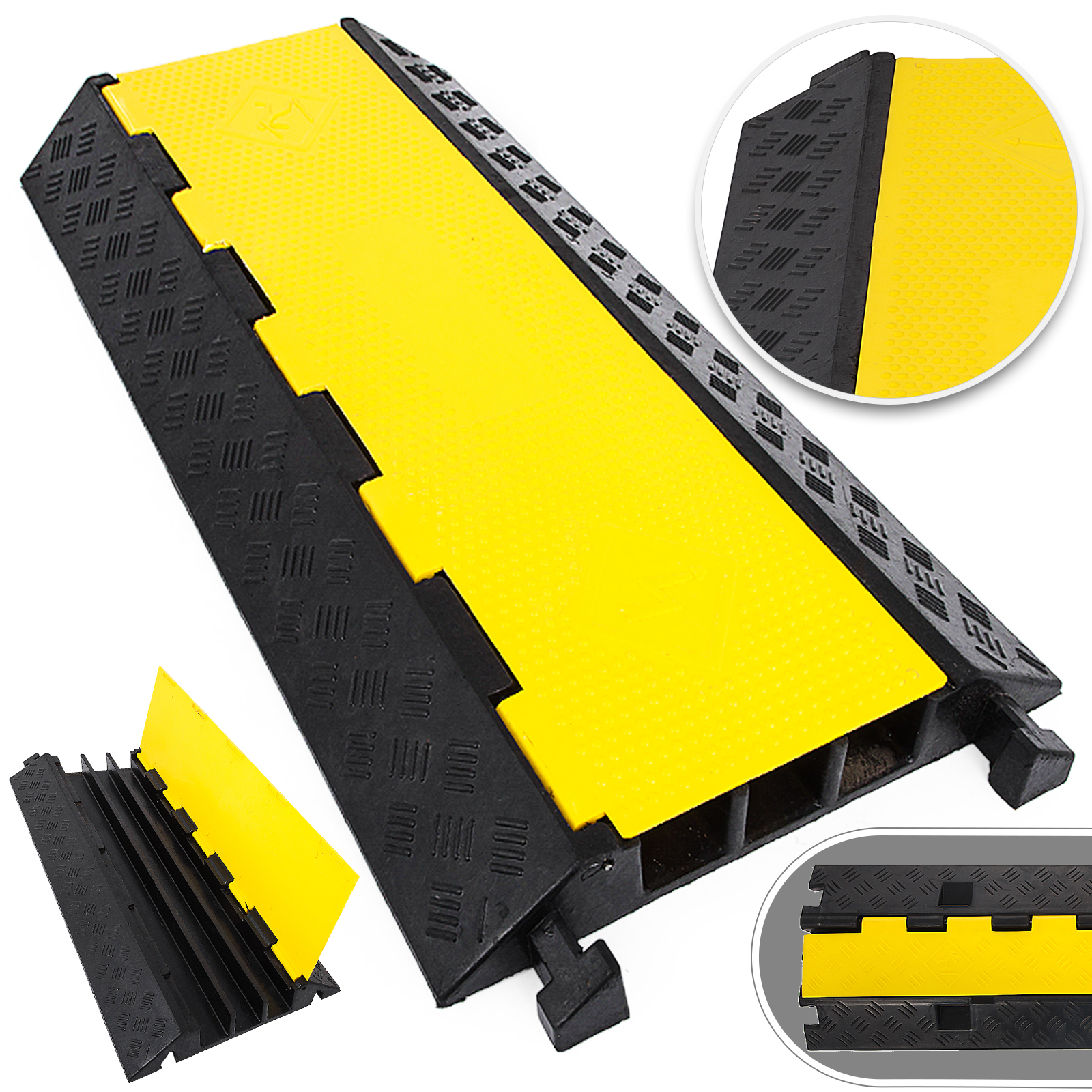 3 Channel Cable Protector Ramp Rubber 44000LBS Heavy Duty Wire Cover ...