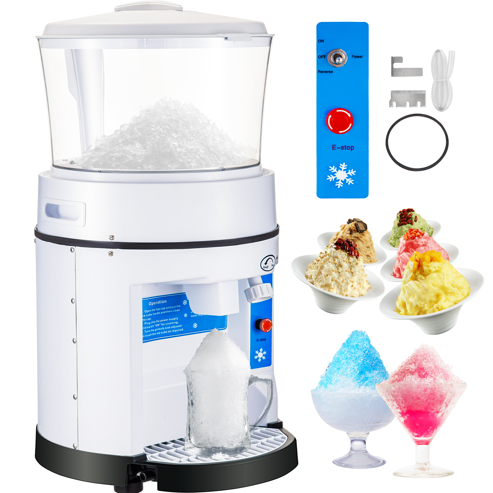 Vevor Commercial Ice Shaver Ice Shaving Machine With Hopper Snow Cone Maker Ebay
