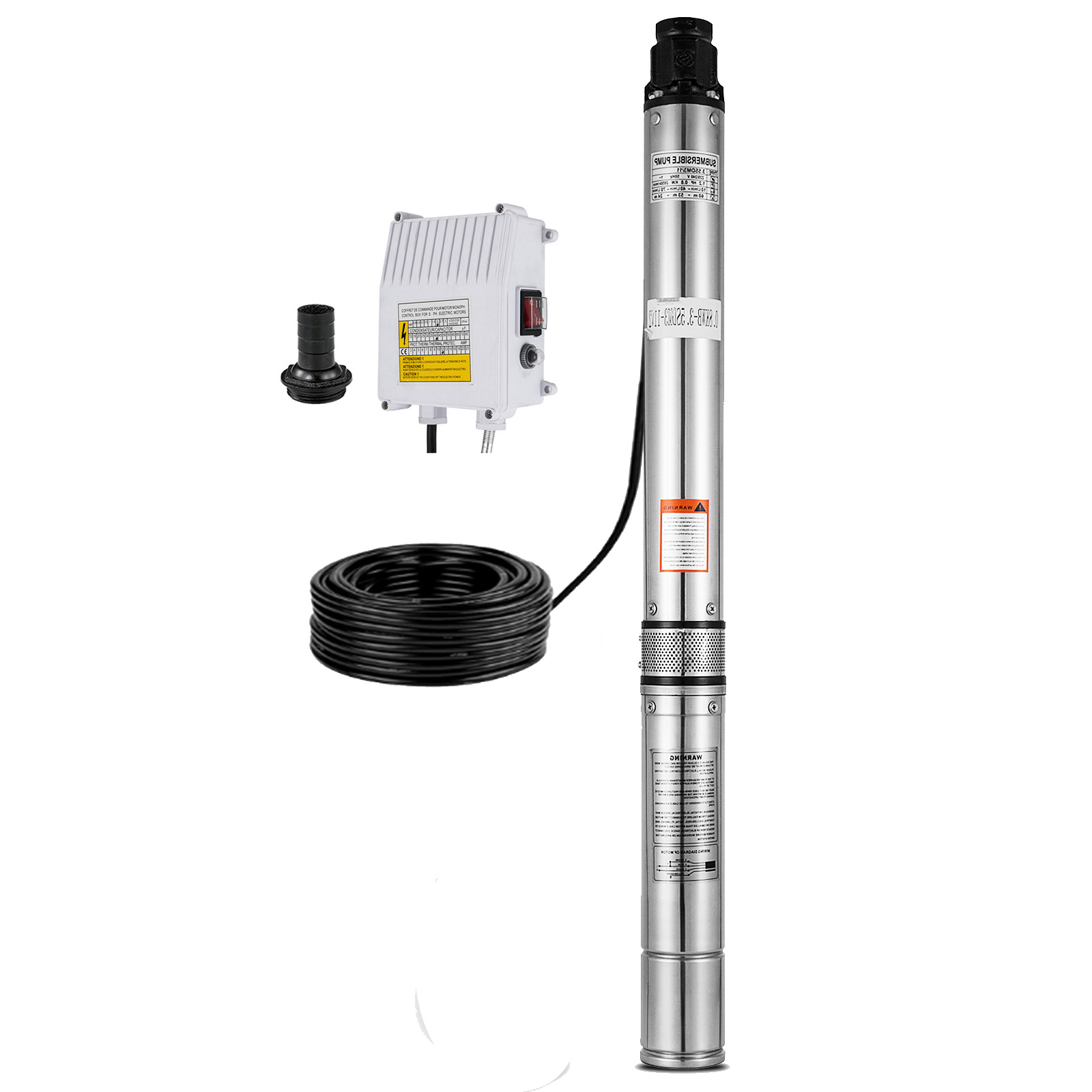 VEVOR Submersible Well Pump Deep Well Pump 3HP, 42GPM Max.630ft, Water ...