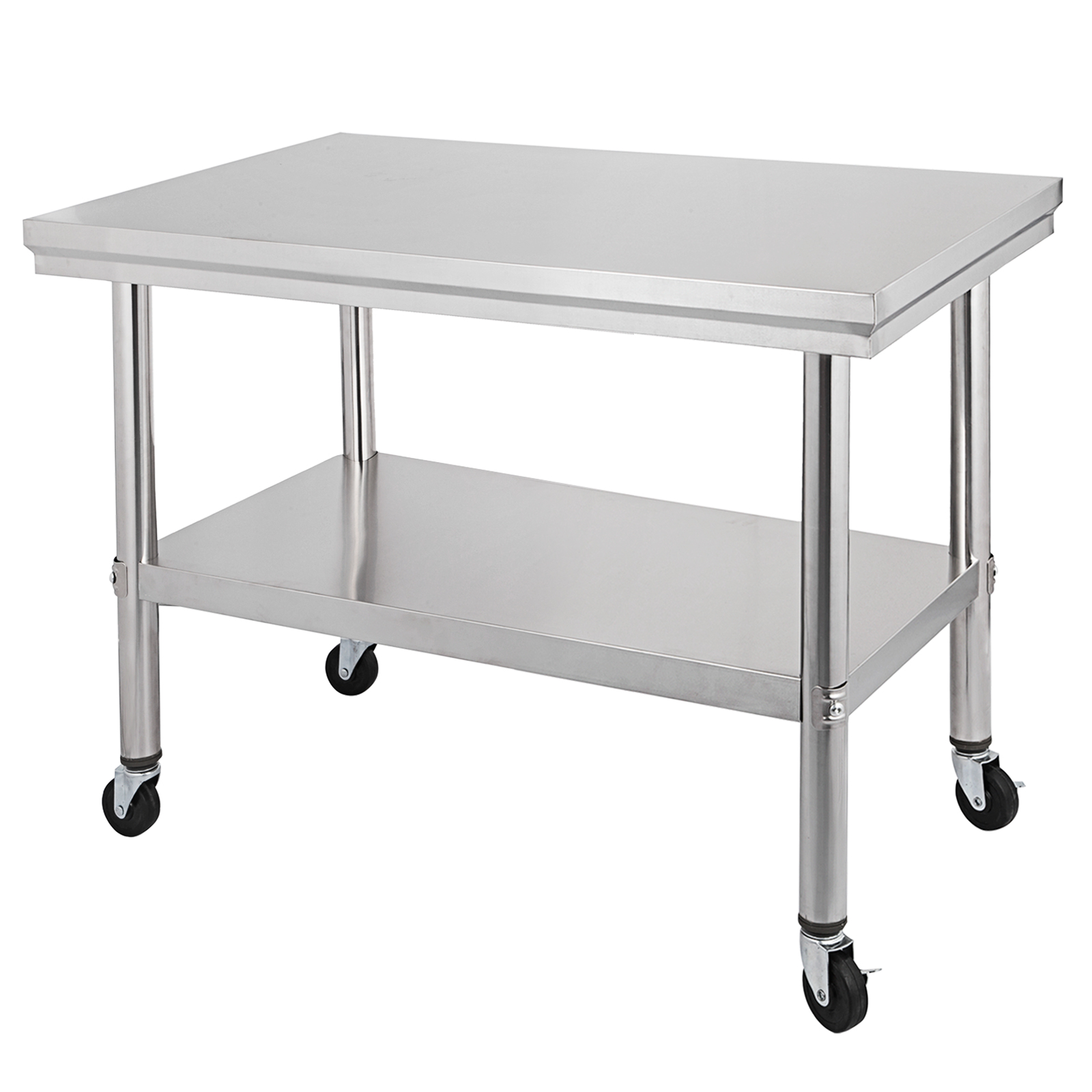 Stainless Steel Commercial Kitchen Work Food Prep Table w/ 4 Casters ...