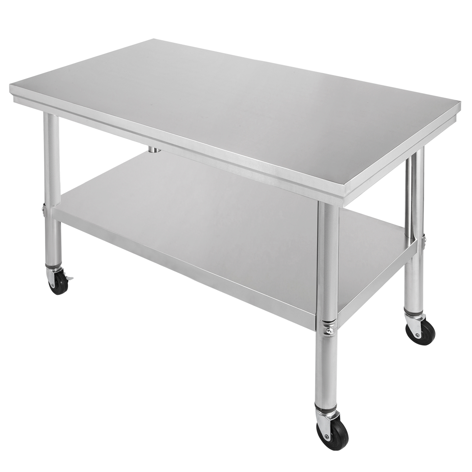 Rolling Stainless Steel Top Kitchen Work Table Cart + Casters Shelving ...