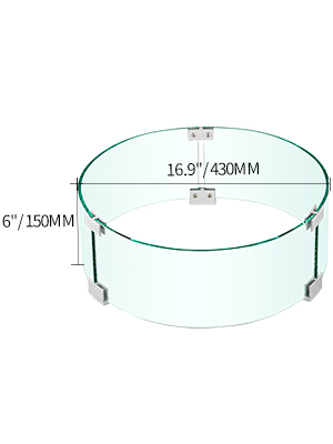 Fire Pit Wind Guard,Tempered Glass,1/4-In Thick