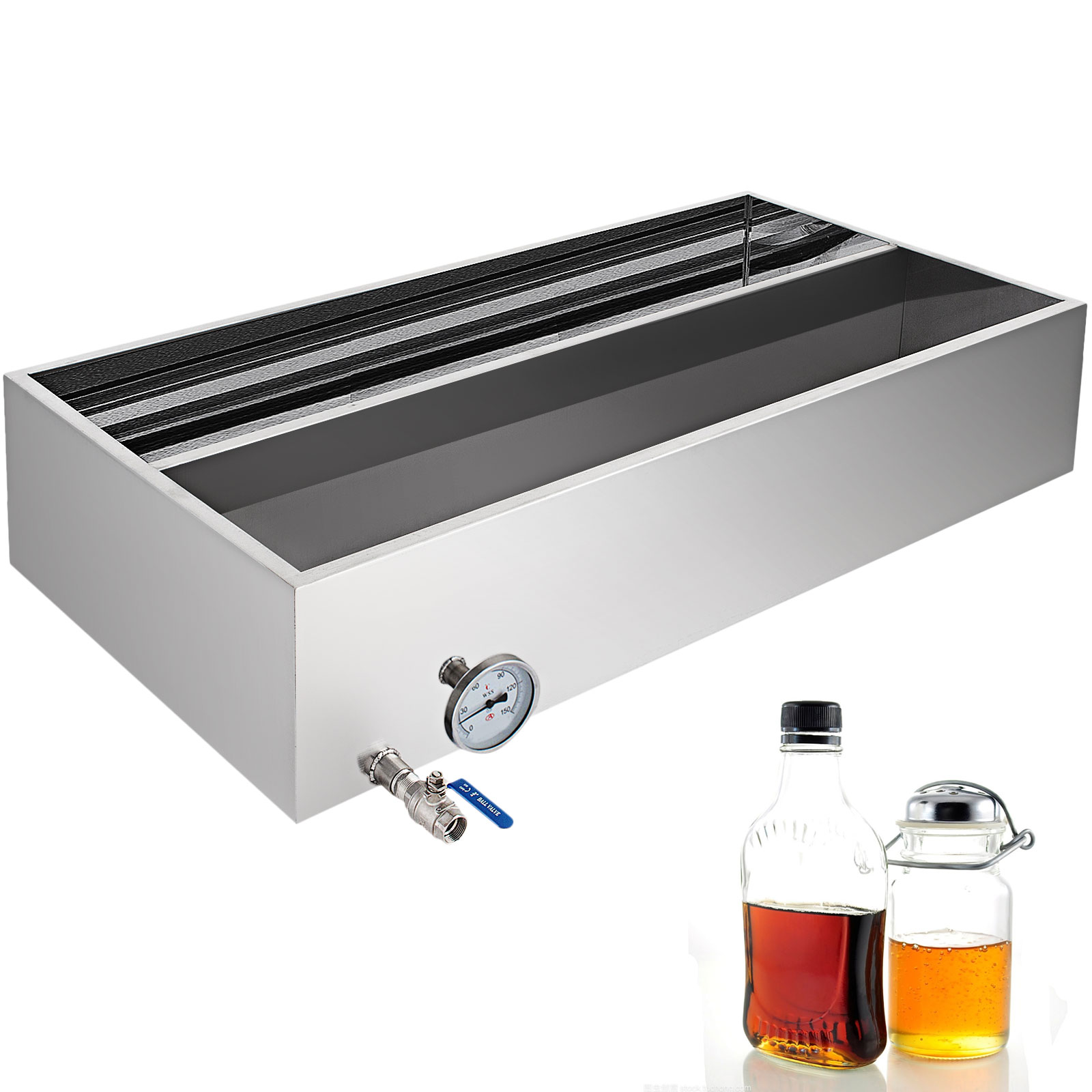maple syrup evaporator pan, stainless steel, 30x16x18.9 inch