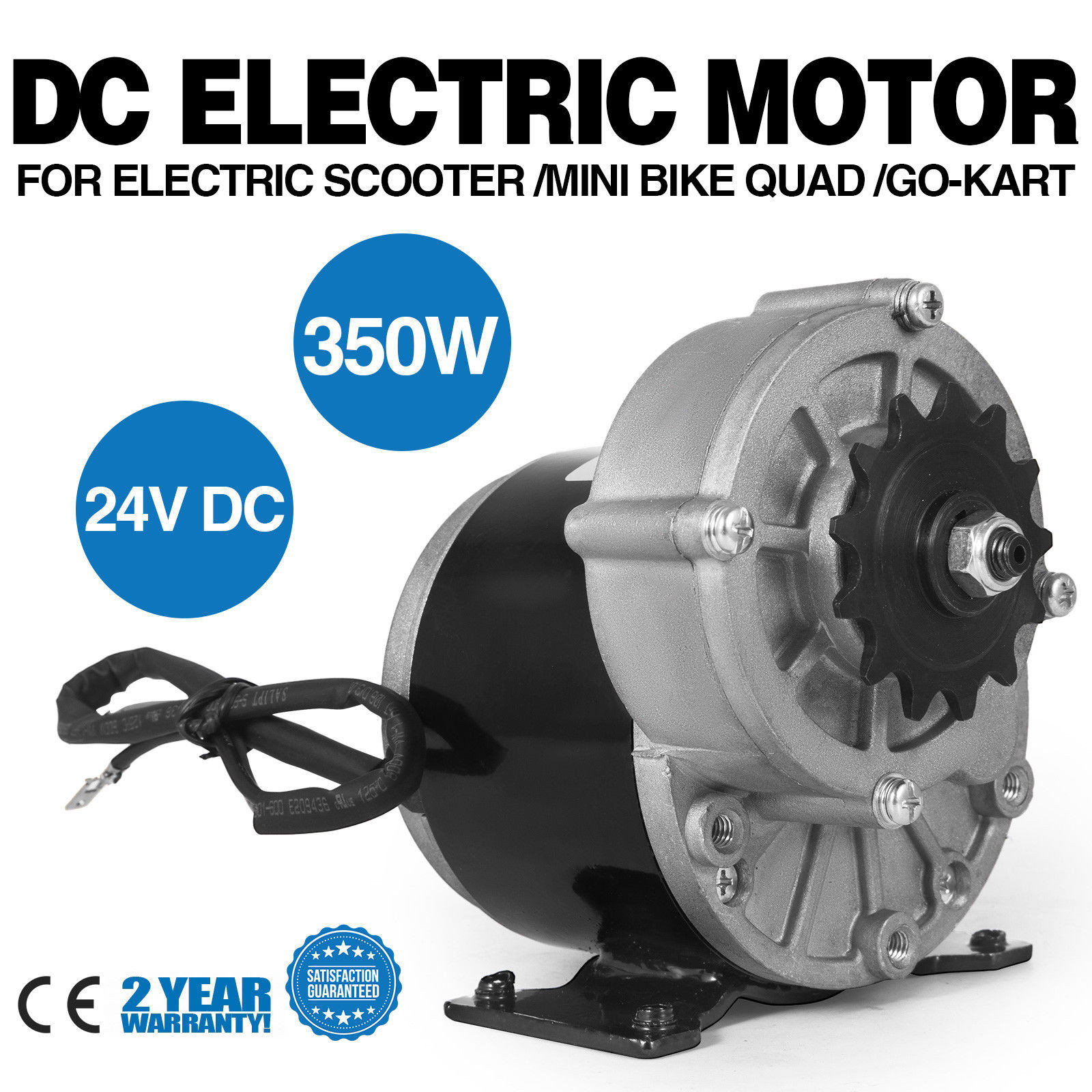 250W DC Electric Motor 24V 2700RPM Gear ratio 9.7:1 Razor 9teeth